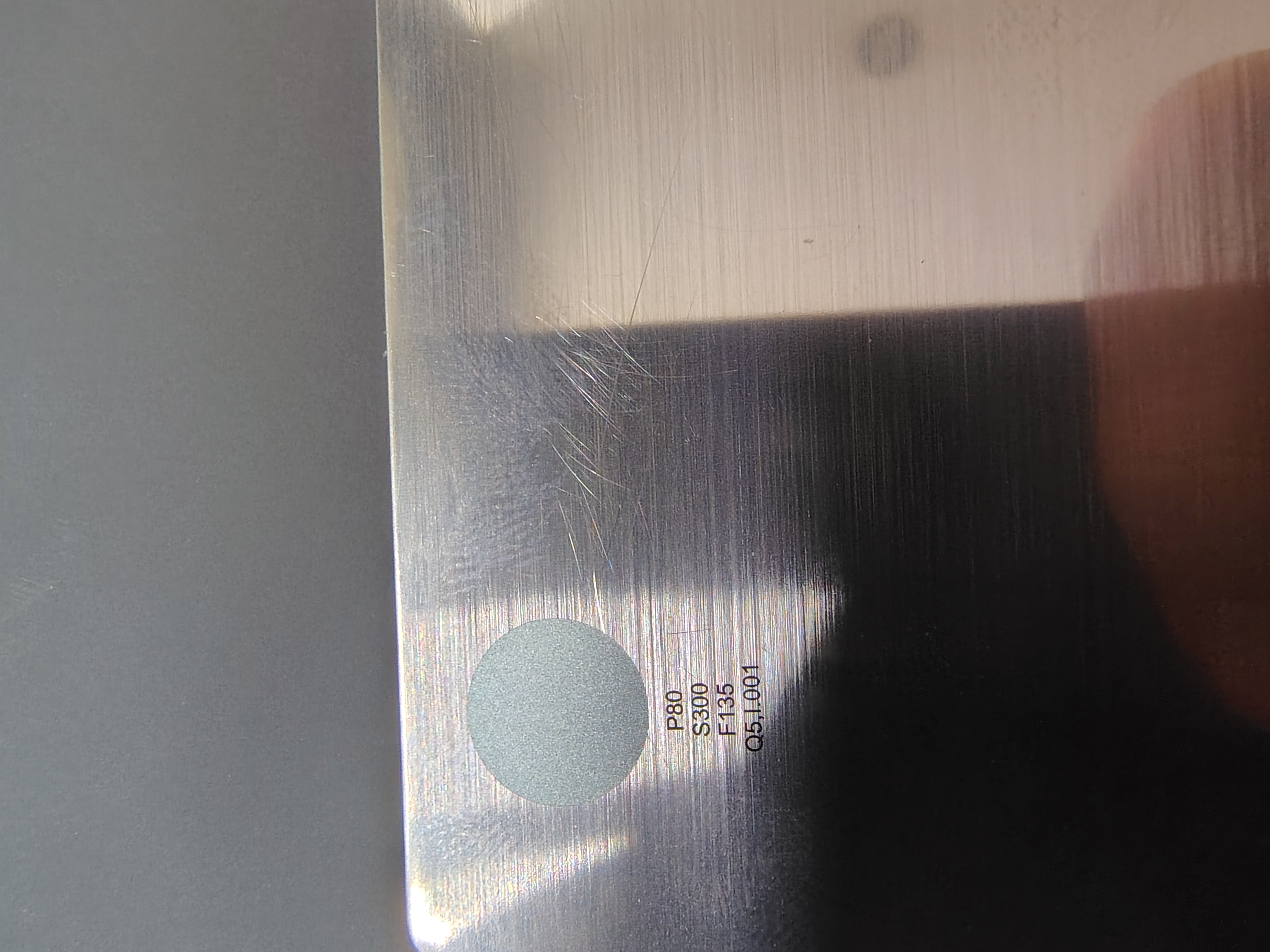 Example image · Light Blue on Stainless 304 · Laser: JPT MOPA E M7 · Lens: 175 · Entry #78 · Image 1 of 1